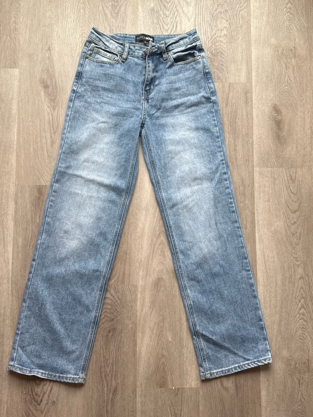 Fashion Nova  Washed Blue Straight Jeans